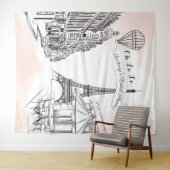 Oh La La Paris backdrop pink french bridal banner Wandkleed (In Situ (horizontaal))