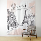 Oh La La Paris backdrop pink french bridal banner Wandkleed (In situ)