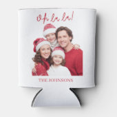 Oh La La Personalized Photo Christmas Can Cooler (Voorkant)