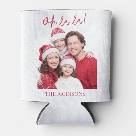 Oh La La Personalized Photo Christmas Can Cooler (Voorkant)