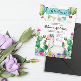 Oh La Llama Waterverf Baby shower Fiesta Kaart