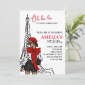 Oh la Paris Red Verjaardag uitnodiging (Staand voorkant)