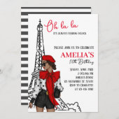 Oh la Paris Red Verjaardag uitnodiging (Voorkant / Achterkant)