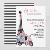 Oh la Paris Roze Verjaardagsuitnodiging Kaart (Voorkant / Achterkant)