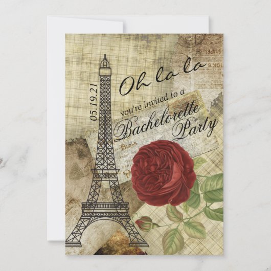 Oh la - Paris Styled Bachelorette Party Kaart (Voorkant)