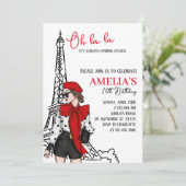 Oh la Paris verjaardagsuitnodiging Kaart (Staand voorkant)