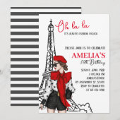 Oh la Paris verjaardagsuitnodiging Kaart (Voorkant / Achterkant)