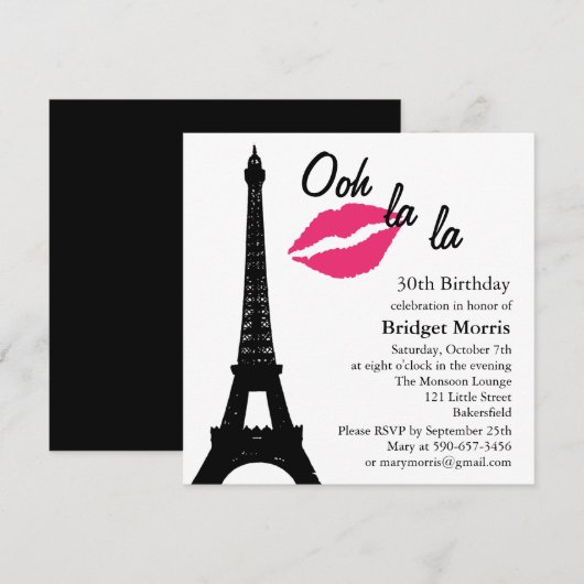 Oh la! uitnodiging van de dag (wit) (Voorkant / Achterkant)