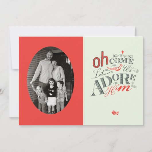 Oh, laat ons Adore Him Holiday Card Feestdagenkaart (Voorkant)