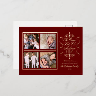 Oh, laat ons hem 4-fotokerstmis aanprijzen folie feestdagen briefkaart