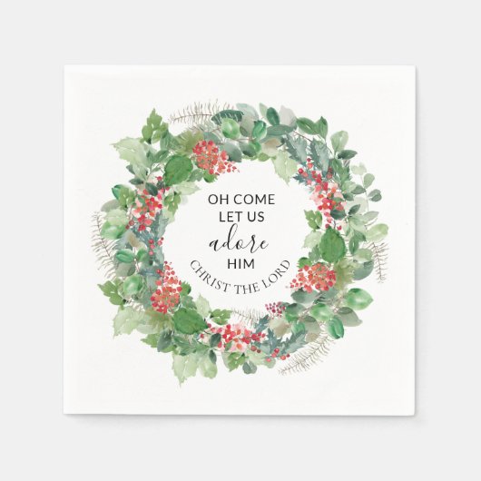 Oh, laat ons hem Christelijk kerstmis aanprijzen Servet (Voorkant)