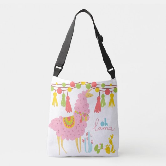 Oh Lama Hand Drawn Llama Crossbody Tas (Voorkant)