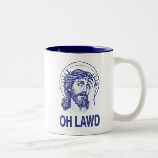 Oh Lawd Funny Jesus Tweekleurige Koffiemok (Rechts)