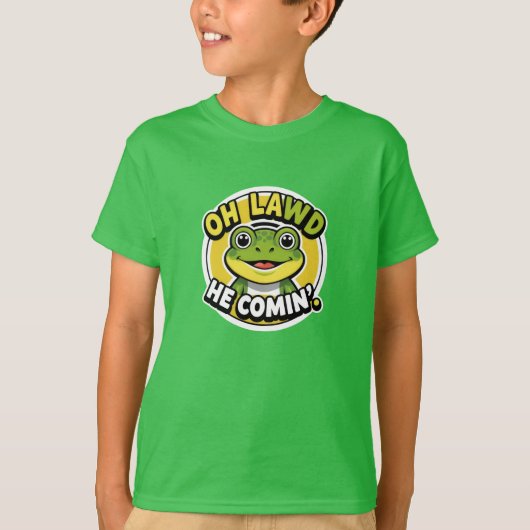 Oh Lawd He Comin’ Funny Frog T-Shirt (Voorkant)