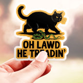Oh Lawd He Treadin' Funny Cat Vinyl Sticker