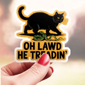 Oh Lawd He Treadin' Funny Cat Vinyl Sticker