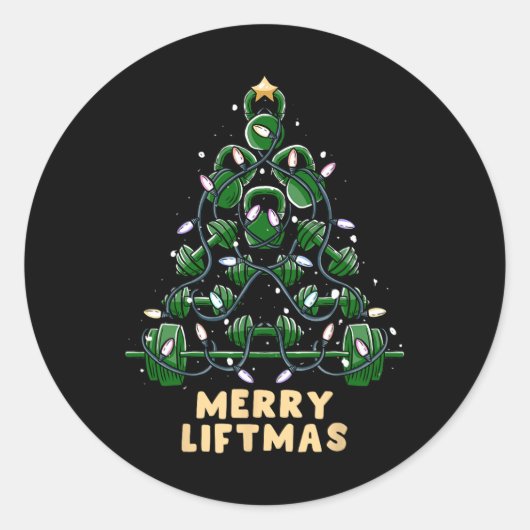 Oh Liftmas Boom Kettlebell Gym Lelijke Kerst Ronde Sticker (Voorkant)