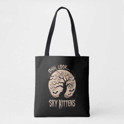Oh Look Sky Kittens Halloween Funny Bats Lover Tote Bag (Voorkant)