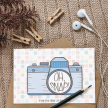 Oh Magnetisch! Blue Pastel Camera Note Kaart