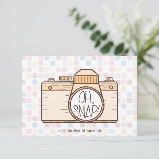 Oh Magnetisch! Gele Pastel Camera Note Kaart Notitiekaartje (Staand voorkant)