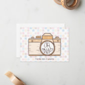 Oh Magnetisch! Gele Pastel Camera Note Kaart Notitiekaartje (Voorkant / Achterkant in situ)