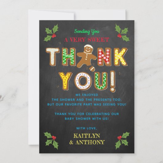 Oh Magnetisch! Gingerbrood Cookie Baby shower Bedankkaart (Voorkant)