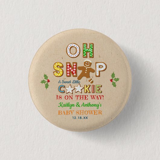 Oh Magnetisch! Gingerbrood Cookie Baby shower Ronde Button 3,2 Cm (Voorkant)