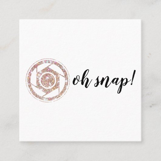 Oh Magnetisch! Glitter Photographer Square Visitek Vierkante Visitekaartje (Voorkant)