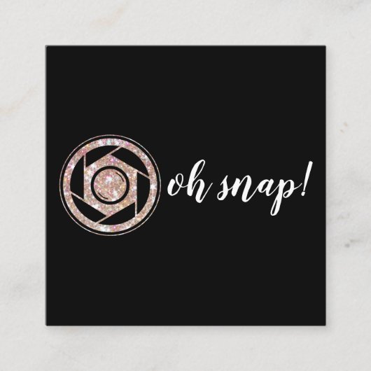Oh Magnetisch! Glitter Photographer Square Visitek Vierkante Visitekaartje (Voorkant)