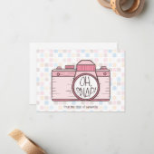 Oh Magnetisch! Roze pastel camera Notitiekaartje (Voorkant / Achterkant in situ)