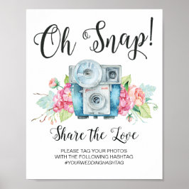 Oh Magnetische  camera Hashtag Weddenschap Poster