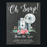 Oh Magnetische  camera Hashtag Weddenschap Poster<br><div class="desc">Oh onverwacht Hashtag Wedding Sign met een modern lettertype met een  grijze camera op een zwart bord. Gemakkelijk om de grootte te veranderen en met uw informatie aan te passen.</div>