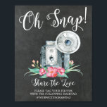 Oh Magnetische  camera Hashtag Weddenschap Poster<br><div class="desc">Oh onverwacht Hashtag Wedding Sign met een modern lettertype met een  grijze camera op een zwart bord. Gemakkelijk om de grootte te veranderen en met uw informatie aan te passen.</div>