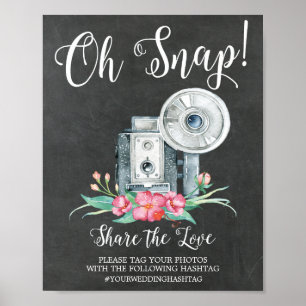 Oh Magnetische  camera Hashtag Weddenschap Poster