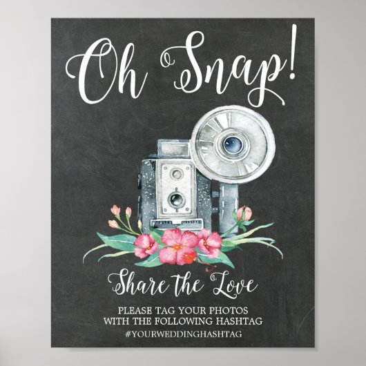 Oh Magnetische  camera Hashtag Weddenschap Poster (Voorkant)