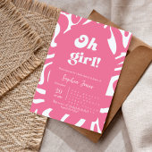 Oh meid! Roos roze Geruit Gingham baby shower Kaart
