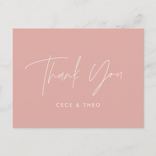 Oh meisje Baby shower dank u roze elegant Briefkaart (Voorkant)