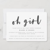 Oh meisje, baby shower feestuitnodiging kaart (Voorkant)