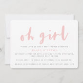 Oh meisje, baby shower feestuitnodiging kaart (Voorkant)