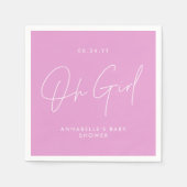 Oh meisje Baby shower script cerise roze elegant Servet (Voorkant)