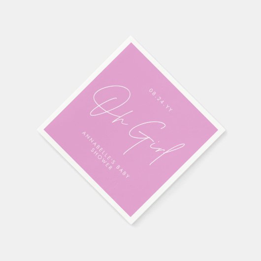 Oh meisje Baby shower script cerise roze elegant Servet (Hoek)