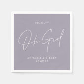 Oh meisje Baby shower script lila paarse Elegant Servet (Voorkant)