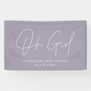 Oh Meisje Baby shower script modern lila elegant Spandoek