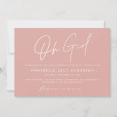 Oh meisje Baby shower script modern roze boho Kaart (Voorkant)