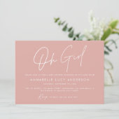 Oh meisje Baby shower script modern roze boho Kaart (Staand voorkant)
