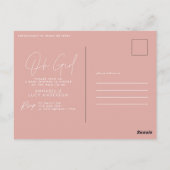 Oh meisje Baby shower script roze elegant Briefkaart (Achterkant)