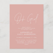 Oh meisje Baby shower script roze elegant Briefkaart (Voorkant)