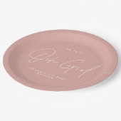 Oh meisje Baby shower script roze elegant Papieren Bordje (Gekanteld)