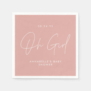 Oh meisje Baby shower script roze elegant Servet