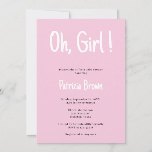 Oh Meisje Blauw Baby shower Kaart (Voorkant)